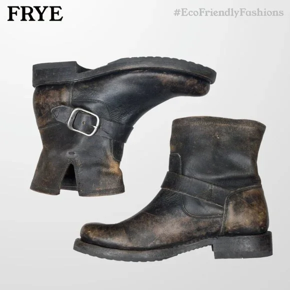 Frye Veronica Antique Black Distressed Ankle Boots Size 7 Women's - Picture 5 of 7